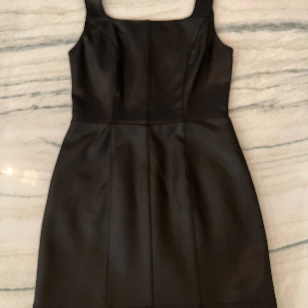 Aqua Faux Leather Mini Dress
